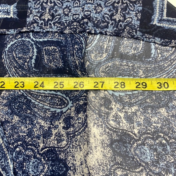 Dress Barn Navy Blue Paisley Sheer Tunic W 1X Tie at Neck BEACH BOHO - Picture 9 of 10
